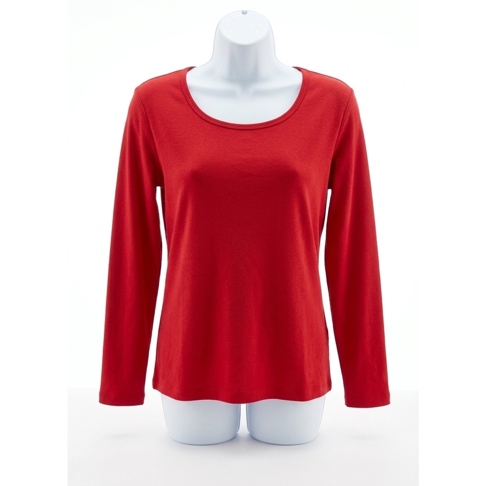 NEW ANGEL long sleeve scoop neck top in red